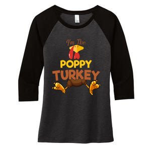 Poppy Turkey Matching Family Group Thanksgiving Gifts  Women's Tri-Blend 3/4-Sleeve Raglan Shirt