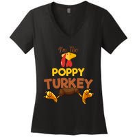 Poppy Turkey Matching Family Group Thanksgiving Gifts  Women's V-Neck T-Shirt