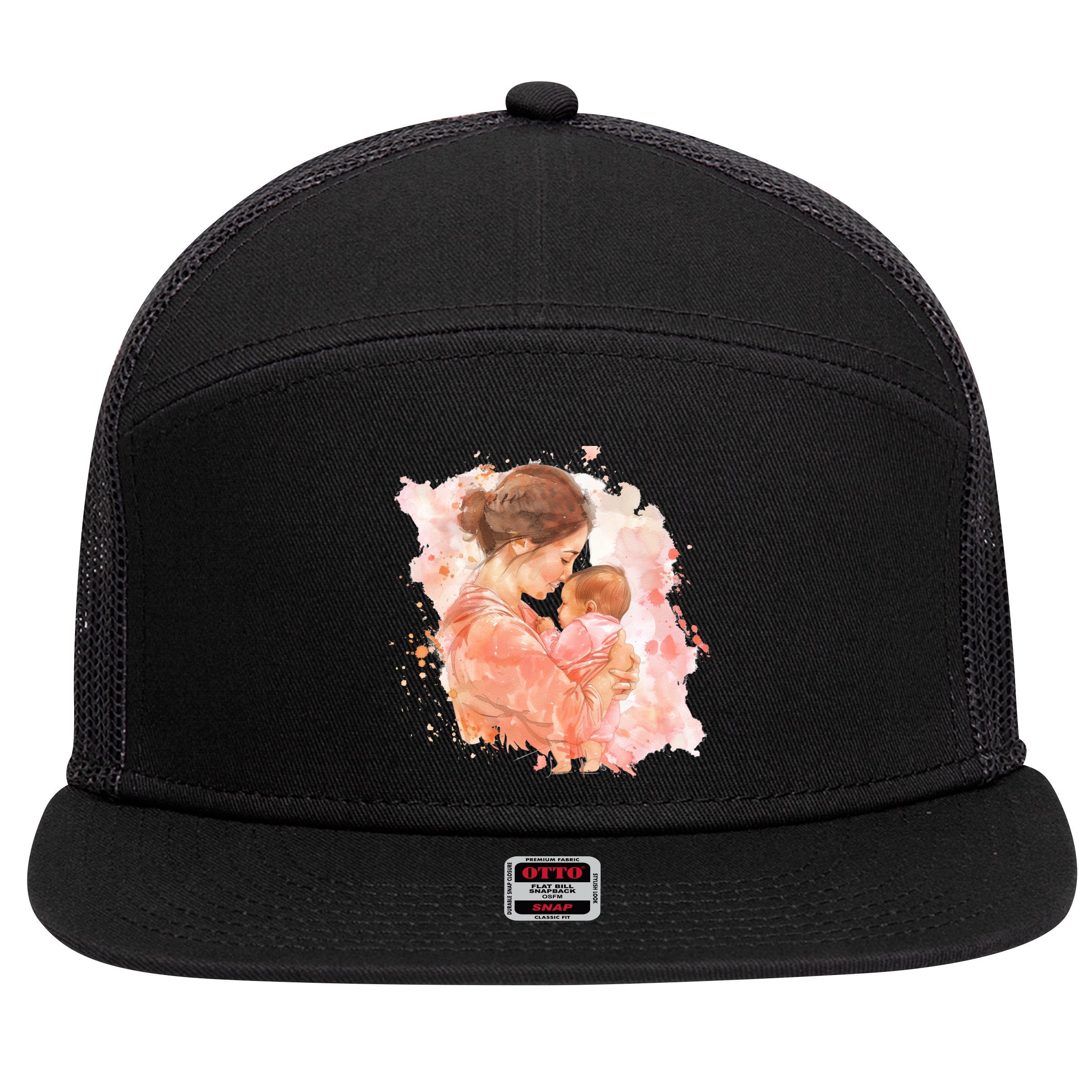 Promoted To Meemaw Est 2025 Soon To Be Mom Mother's Day 7 Panel Mesh Trucker Snapback Hat