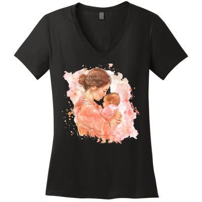 Promoted To Meemaw Est 2025 Soon To Be Mom Mother's Day Women's V-Neck T-Shirt