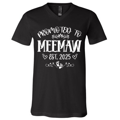 Promoted To Meemaw Est 2025 Soon To Be Mom Mother's Day V-Neck T-Shirt