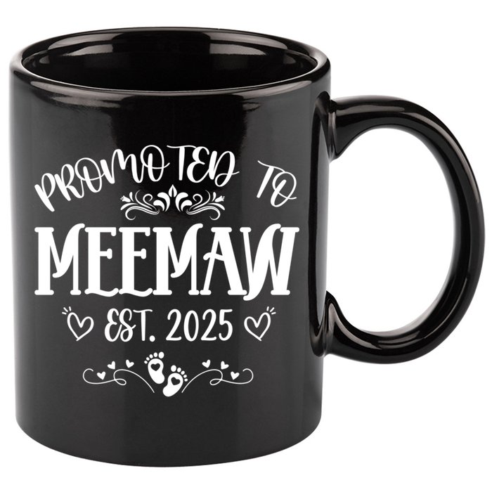 Promoted To Meemaw Est 2025 Soon To Be Mom Mother's Day 11oz C Handle Ceramic Mug