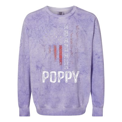 Poppy The Man The Myth The Legend Grandpa Gift Colorblast Crewneck Sweatshirt