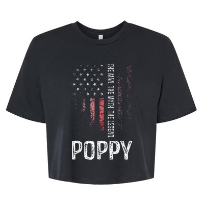 Poppy The Man The Myth The Legend Grandpa Gift Bella+Canvas Jersey Crop Tee