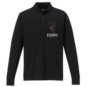 Poppy The Man The Myth The Legend Grandpa Gift Performance Long Sleeve Polo