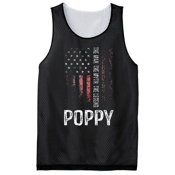 Poppy The Man The Myth The Legend Grandpa Gift Mesh Reversible Basketball Jersey Tank