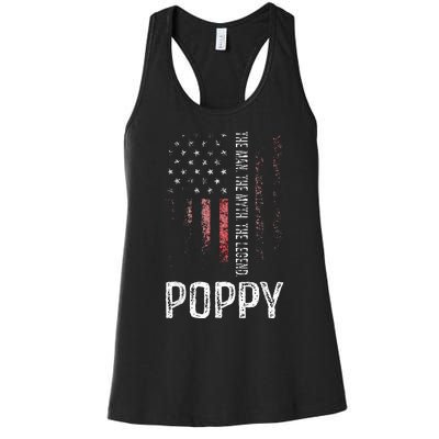 Poppy The Man The Myth The Legend Grandpa Gift Women's Racerback Tank