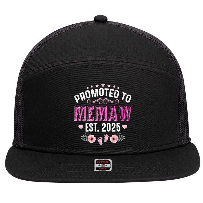 Promoted To Meemaw Est 2025 Soon To Be Mom Mother's Day 7 Panel Mesh Trucker Snapback Hat