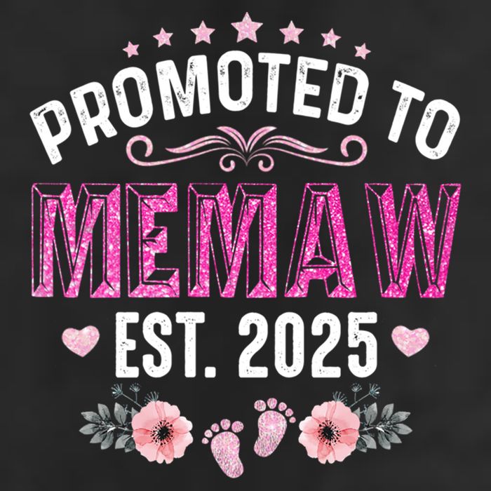 Promoted To Meemaw Est 2025 Soon To Be Mom Mother's Day 7 Panel Mesh Trucker Snapback Hat