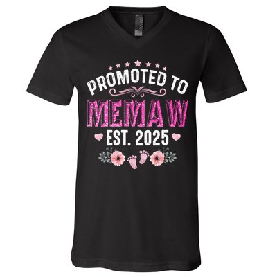 Promoted To Meemaw Est 2025 Soon To Be Mom Mother's Day V-Neck T-Shirt