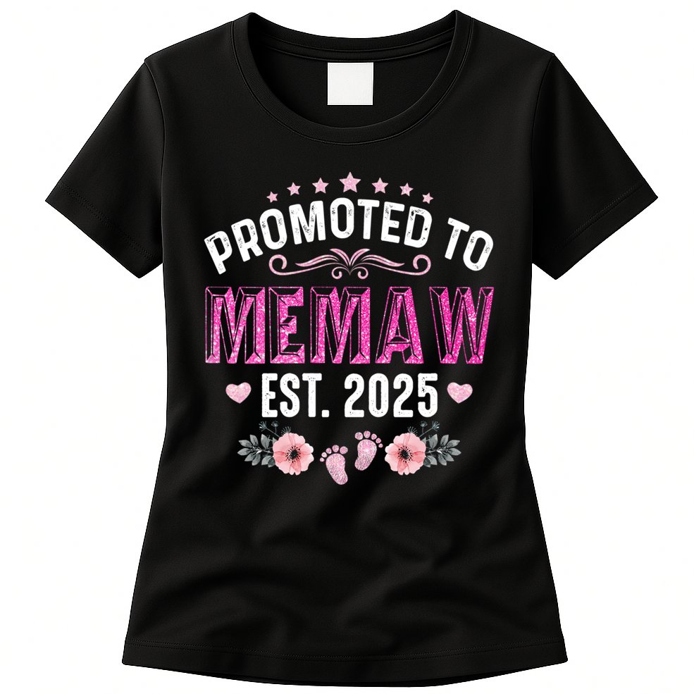 Promoted To Meemaw Est 2025 Soon To Be Mom Mother's Day Womens T-Shirt