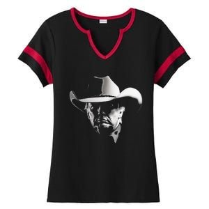 President Trump Mug Shot Ladies Halftime Notch Neck Tee