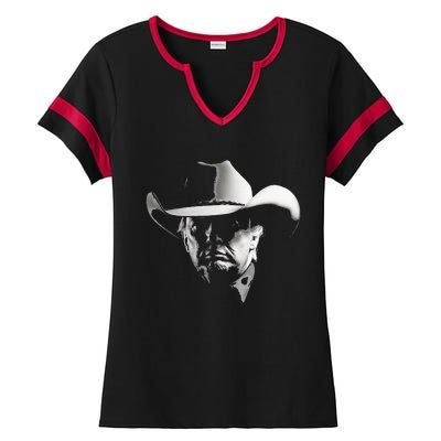 President Trump Mug Shot Ladies Halftime Notch Neck Tee