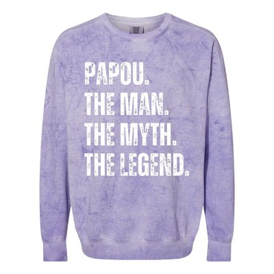 Papou The Man The Myth The Legend Colorblast Crewneck Sweatshirt