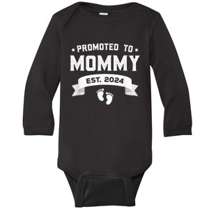 Promoted To Mommy Est. 2024 New Mom Gift First Mommy Baby Long Sleeve Bodysuit