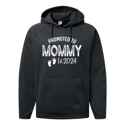 Promoted To Mommy 2024 Soon To Be Mama Funny New Mom Performance Fleece Hoodie