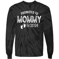 Promoted To Mommy 2024 Soon To Be Mama Funny New Mom Tie-Dye Long Sleeve Shirt