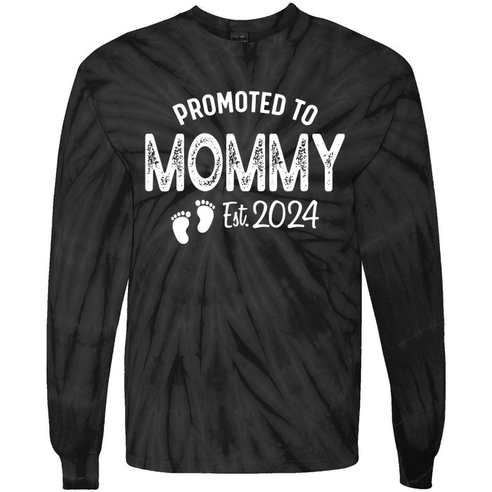 Promoted To Mommy 2024 Soon To Be Mama Funny New Mom Tie-Dye Long Sleeve Shirt