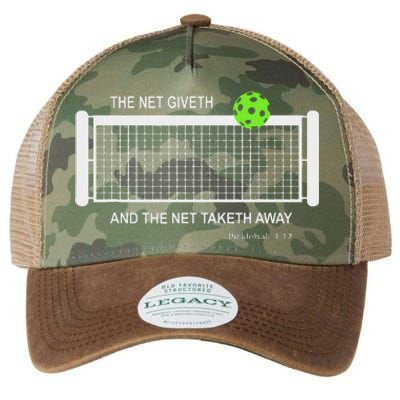 Pickleball The Net Giveth Funny Pickleball Pickleball Lovers Legacy Tie Dye Trucker Hat