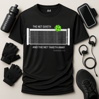 Pickleball The Net Giveth Funny Pickleball Pickleball Lovers Cooling Performance Crew T-Shirt
