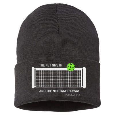 Pickleball The Net Giveth Funny Pickleball Pickleball Lovers Sustainable Knit Beanie