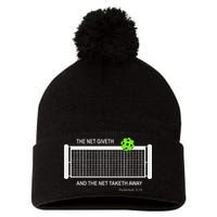 Pickleball The Net Giveth Funny Pickleball Pickleball Lovers Pom Pom 12in Knit Beanie