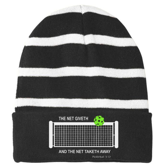 Pickleball The Net Giveth Funny Pickleball Pickleball Lovers Striped Beanie with Solid Band