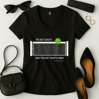 Pickleball The Net Giveth Funny Pickleball Pickleball Lovers Women's V-Neck T-Shirt