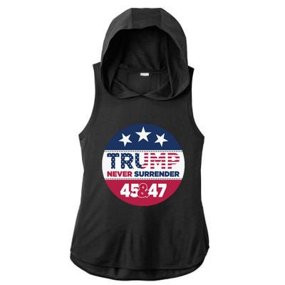 Pro Trump Never Surrender Vote Election 2024 Ladies PosiCharge Tri-Blend Wicking Draft Hoodie Tank