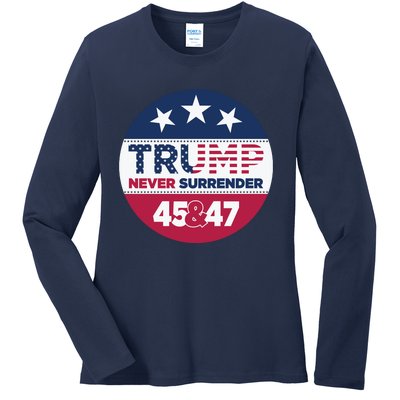 Pro Trump Never Surrender Vote Election 2024 Ladies Long Sleeve Shirt