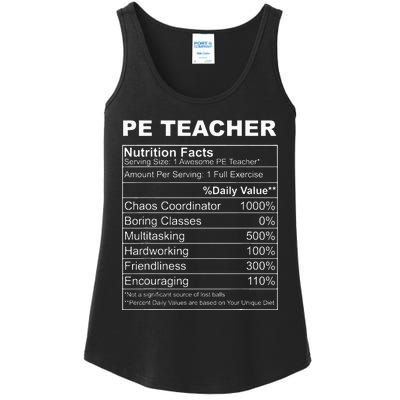 PE Teacher Nutrition Facts Physical Education Teacher Ladies Essential Tank