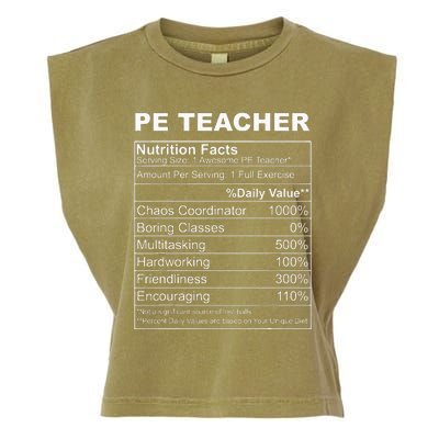 PE Teacher Nutrition Facts Physical Education Teacher Garment-Dyed Women's Muscle Tee