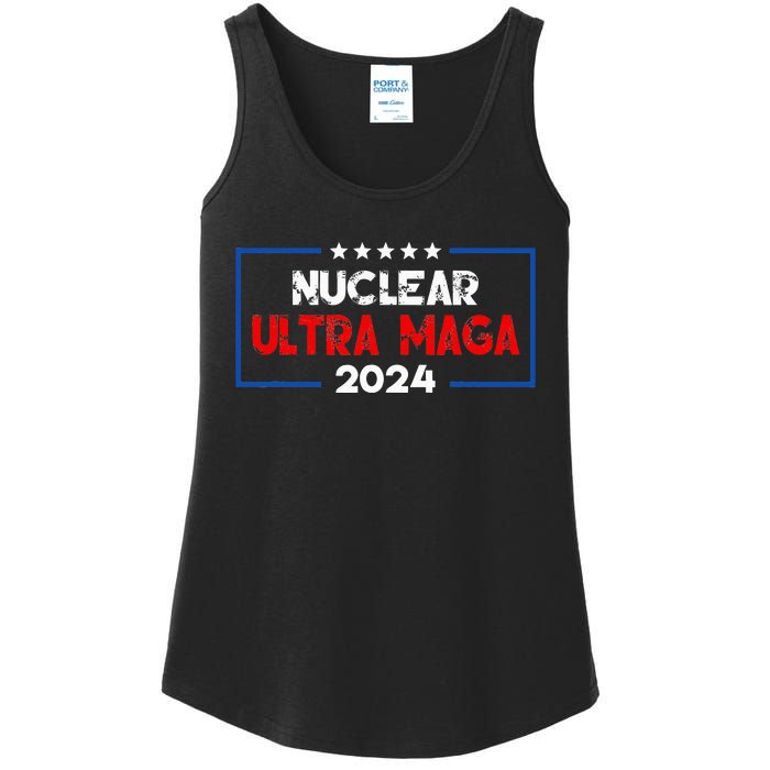 Pro Trump Nuclear Ultra Maga American Flag Vintage Ladies Essential Tank