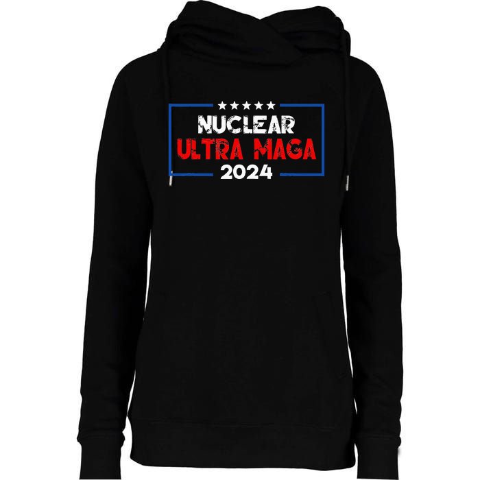 Pro Trump Nuclear Ultra Maga American Flag Vintage Womens Funnel Neck Pullover Hood