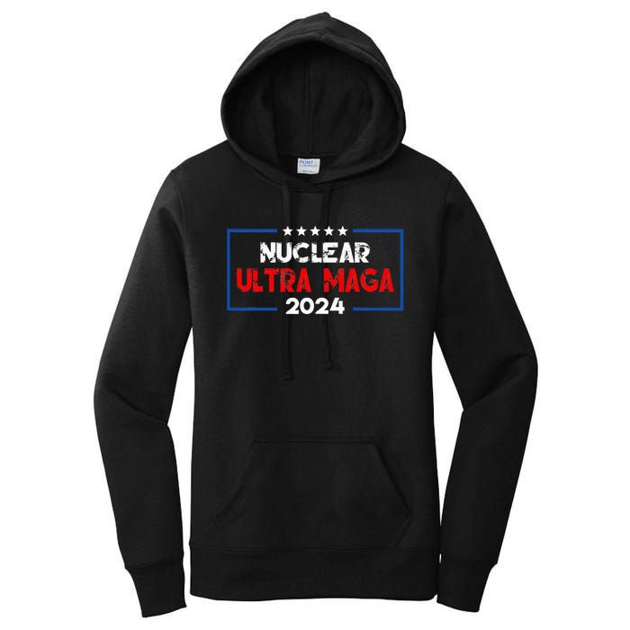 Pro Trump Nuclear Ultra Maga American Flag Vintage Women's Pullover Hoodie