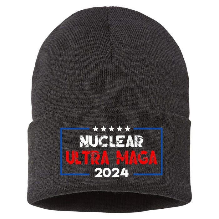 Pro Trump Nuclear Ultra Maga American Flag Vintage Sustainable Knit Beanie