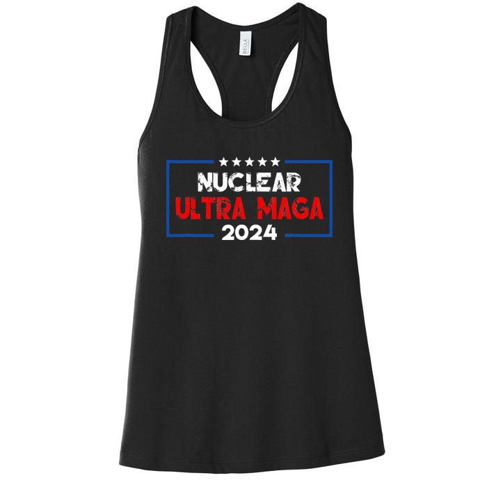 Pro Trump Nuclear Ultra Maga American Flag Vintage Women's Racerback Tank