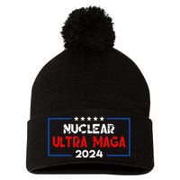 Pro Trump Nuclear Ultra Maga American Flag Vintage Pom Pom 12in Knit Beanie