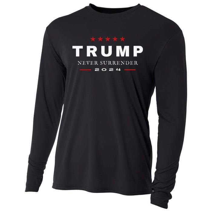 President Trump Never Surrender 2024 Maga Cooling Performance Long Sleeve Crew