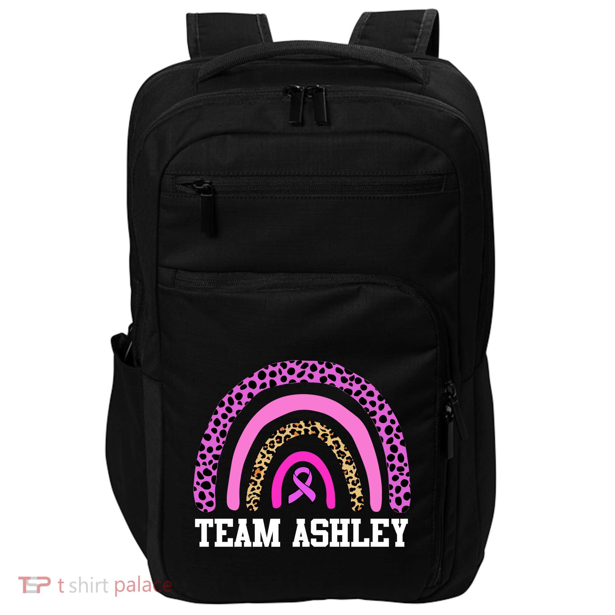 Personalize Team Name Custom Breast Cancer Impact Tech Backpack