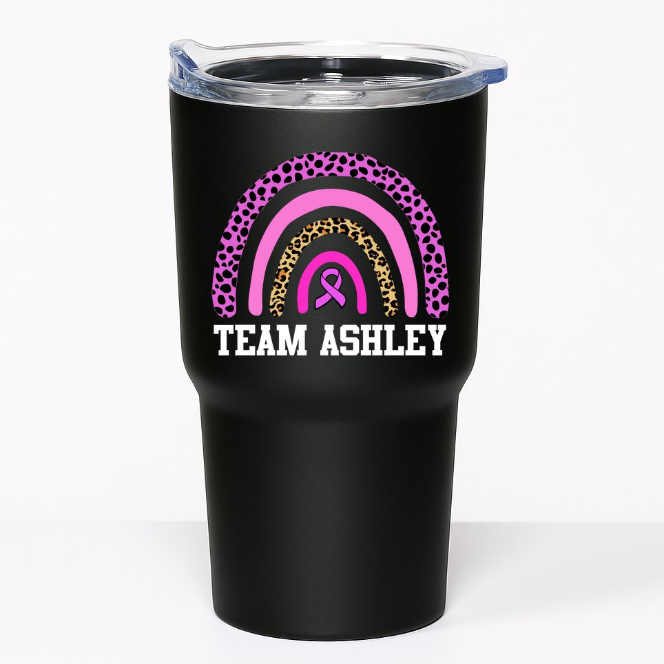 Personalize Team Name Custom Breast Cancer Tumbler