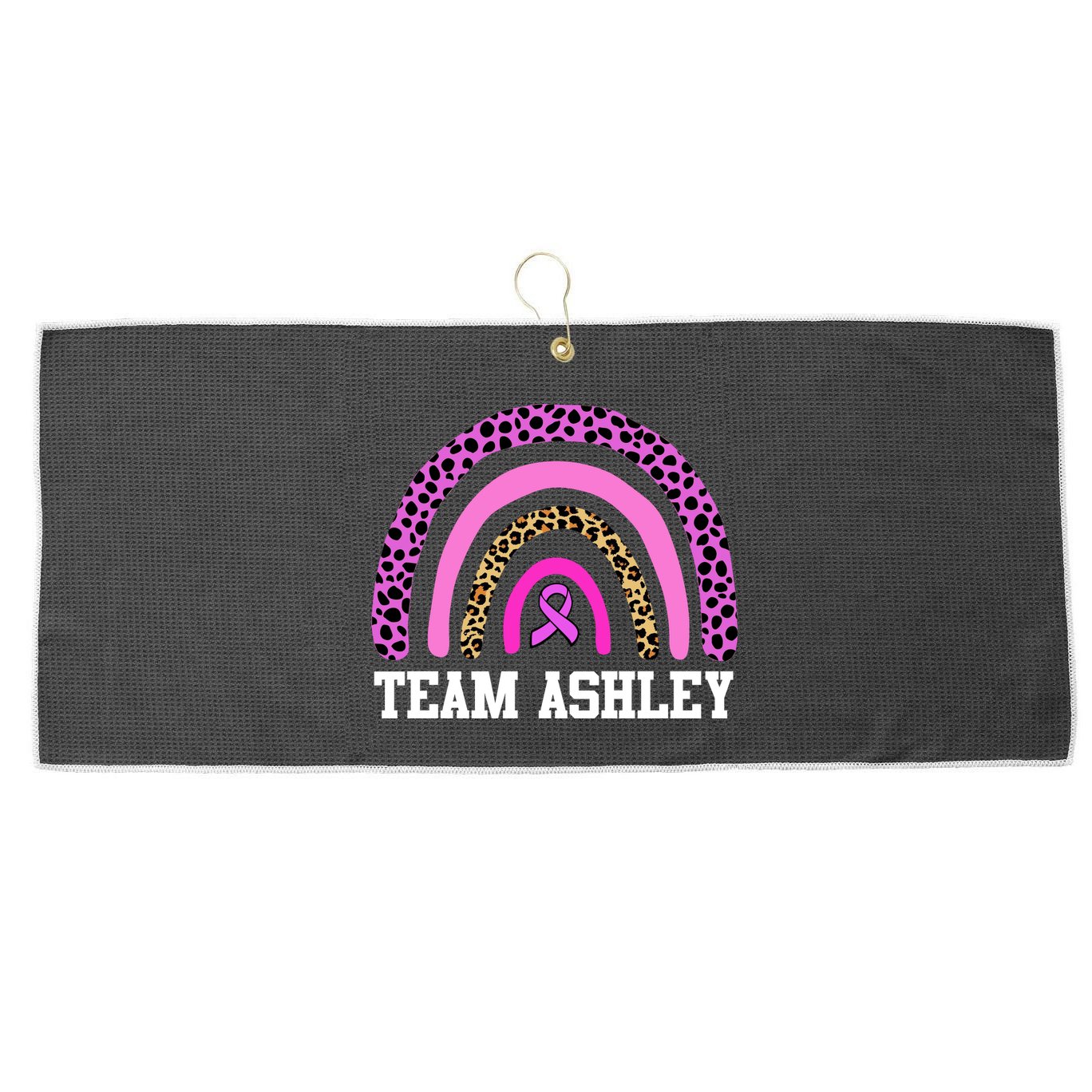 Personalize Team Name Custom Breast Cancer Large Microfiber Waffle Golf Towel