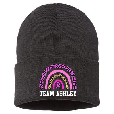 Personalize Team Name Custom Breast Cancer Sustainable Knit Beanie