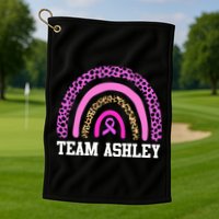 Personalize Team Name Custom Breast Cancer Golf Towel