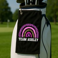 Personalize Team Name Custom Breast Cancer Golf Towel