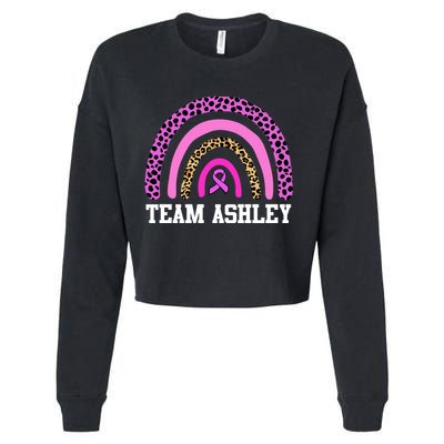 Personalize Team Name Custom Breast Cancer Cropped Pullover Crew