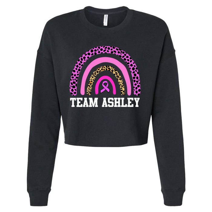 Personalize Team Name Custom Breast Cancer Cropped Pullover Crew