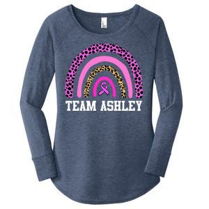 Personalize Team Name Custom Breast Cancer Women's Perfect Tri Tunic Long Sleeve Shirt