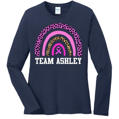 Personalize Team Name Custom Breast Cancer Ladies Long Sleeve Shirt