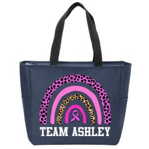 Personalize Team Name Custom Breast Cancer Zip Tote Bag